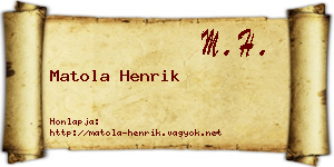 Matola Henrik névjegykártya